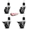 Service Caster 3'' Black Poly Wheel Swivel 1-7/8'' Expanding Stem Caster Set 2 Brakes, 4PK SCC-EX20S314-PPUB-BLK-2-PLB-2-178 - alternate 3